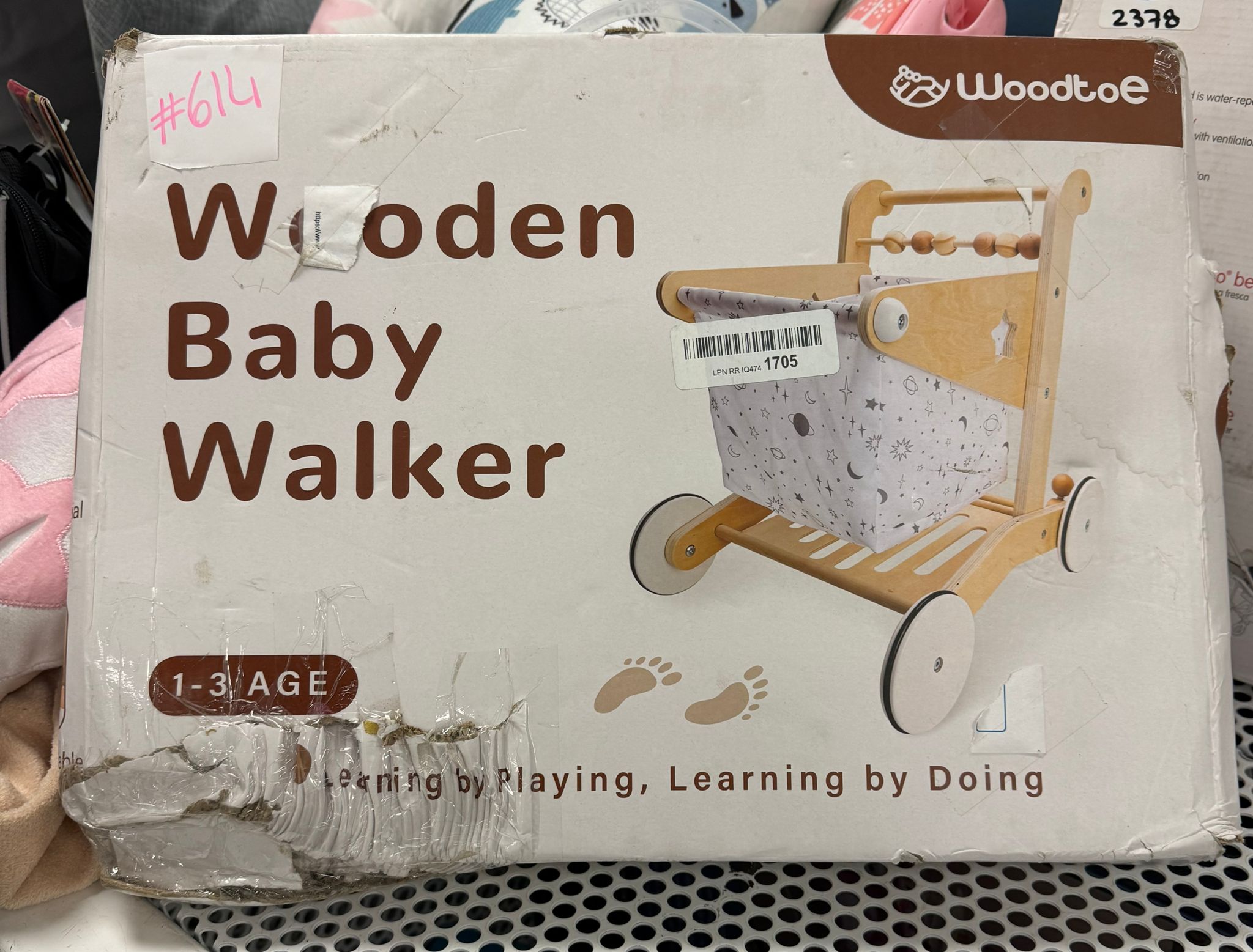 wooden baby walker